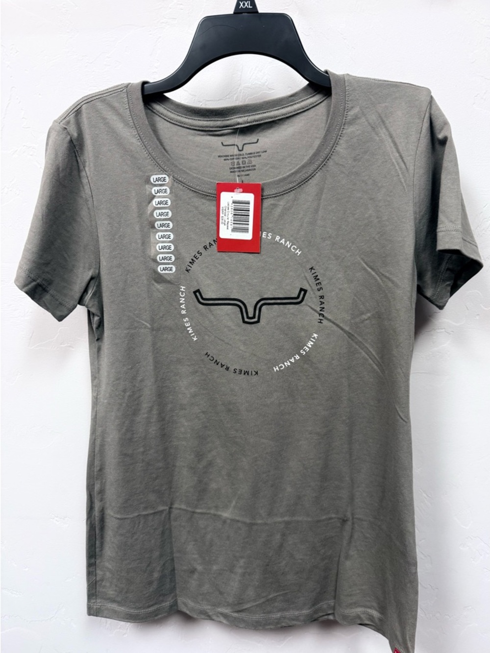 Kimes Ranch grey Short Sleeve Tee with Horn Logo